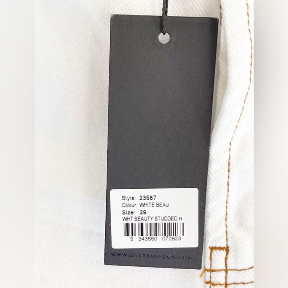 One Teaspoon studded jean short Bandits in White Beauty High Waist. 29 NWT - Picture 8 of 16